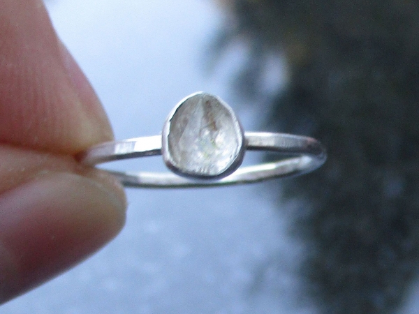 Handmade Quartz Stacking Ring in Sterling Silver Size 6 Fluorescent Crystal Ring