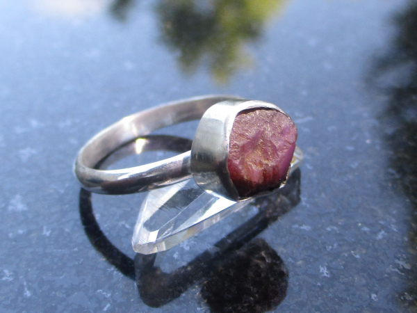 Raw Ruby Ring Size 7 Sterling Silver Stacking Ring July Birthstone Jewelry for W