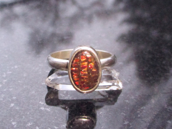 Handmade Ammolite Ring, 925 Sterling Silver, Fossil, Rings for Women, Size 8 Handmade Ammolite Ring, 925 Sterling Silver, Fossil, Rings for Women, Size 8