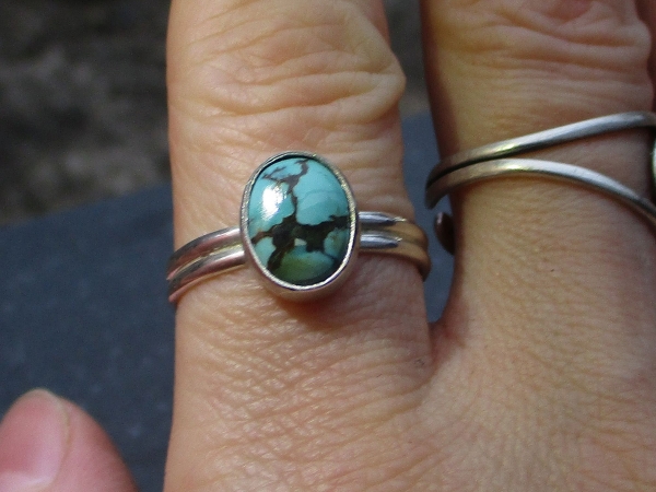 Handmade Turquoise Sterling Silver Stacking Ring in Size 7 December Birthstone G