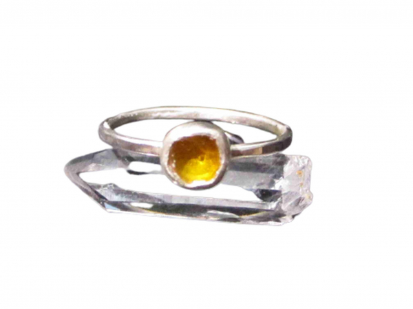 Handmade Yellow Opal Ring Size 6 Set in 925 Sterling Silver Raw Stone Crystal Na