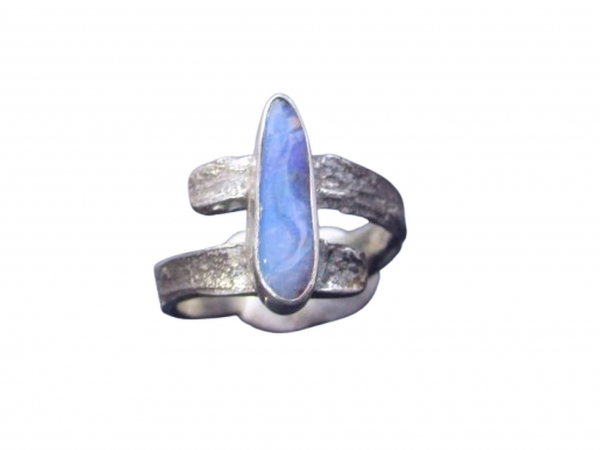 Handmade Opal Ring with Natural Australian Boulder Opal Size 8.5 Rings for Women