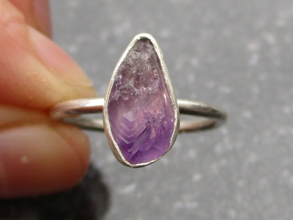 Handmade Raw Amethyst Sterling Silver Ring Size 6.5 February Birthstone Crystal