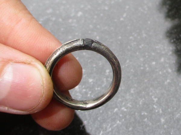 Blue Sapphire Silver Ring Stackable Handmade Sand Cast Ring