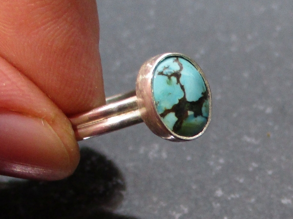 Handmade Turquoise Sterling Silver Stacking Ring in Size 7 December Birthstone G