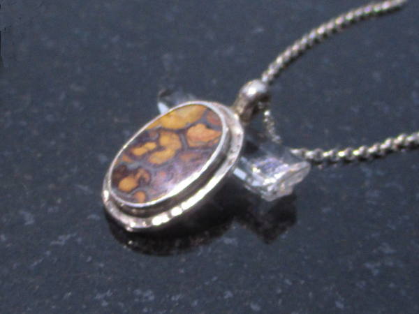 Handmade Boulder Opal Necklace Australian Opal 925 Sterling Silver with Koroit B