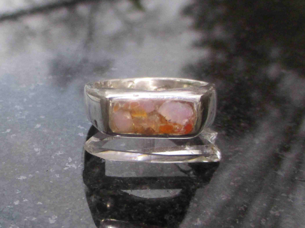 Chunky Opal Silver Ring 925 Sterling Silver  with Natural Mexican Opal Size 8 Ha