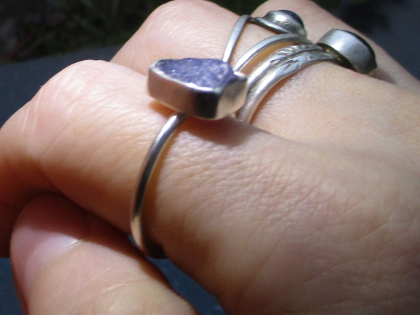 Raw Tanzanite Ring in US Size 7.5 Set in 925 Sterling Silver, Natural Purple Cry
