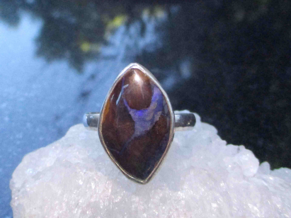 Handmade Boulder Opal Ring with Natural Australian Opal and 925 Sterling Silver