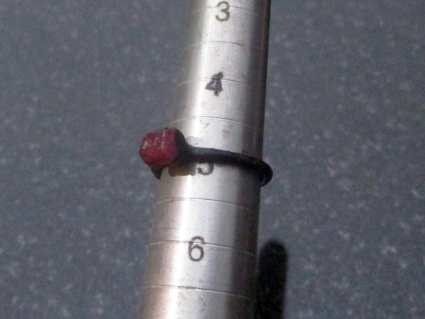 One Handmade Raw Ruby Crystal Copper Electroformed Ring * Size 6 Ring with a 6 m