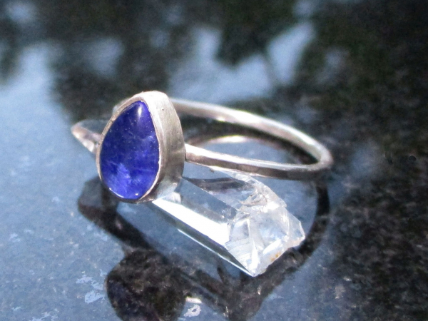Handmade Kyanite Silver Stacking Ring Size 7 Set in  925 Sterling Silver Natural