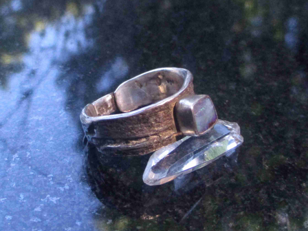 Boulder Opal Tree Bark Ring 925 Sterling Silver Handmade Rings for Women with Na