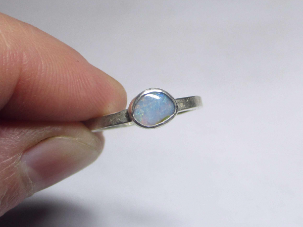 Opal Silver Ring Handmade with 925 Sterling Silver and Australian Boulder Opal
