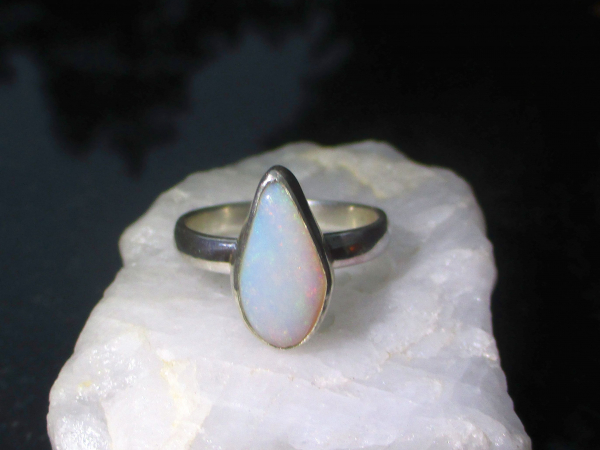 Handmade Australian Opal Ring 925 Sterling Silver Size 8 Rings for Women