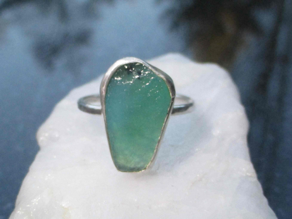 Handmade Opal Ring Set in 925 Sterling Silver with Natural Green Blue Indonesian