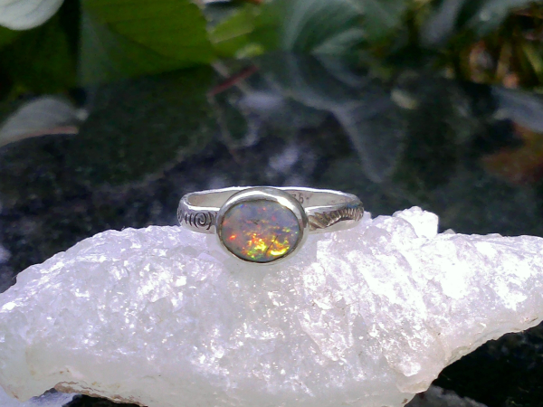 Handmade Opal Silver Ring Handmade with 925 Sterling Silver and Australian Opal