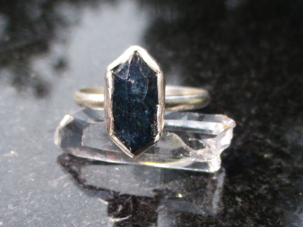 Handmade Kyanite Silver Ring in Size 6 Set in 925 Sterling Silver with Natural B