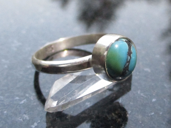 Handmade Turquoise Silver Ring US Size 7 Natural Tibetan Turquoise Gemstone Dece