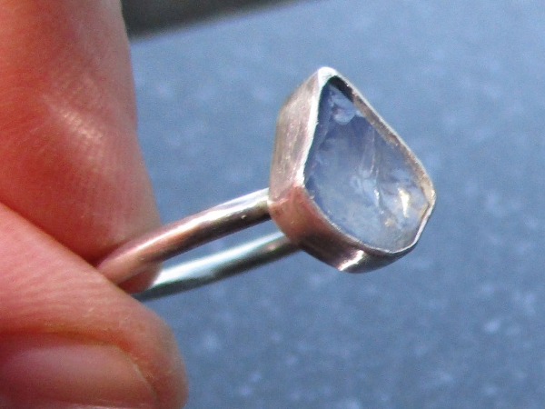Oregon Blue Opal Silver Ring Size 6 October Birthstone Natural Crystal Raw Stone