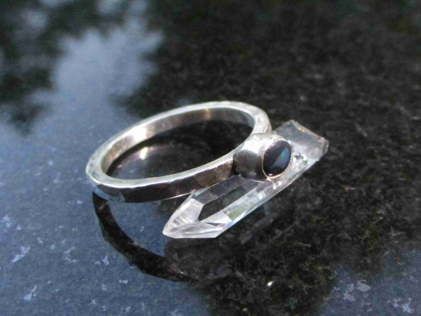 Black Opal Ring 925 Sterling Silver Size 8.5 Handmade with Natural Australian Op