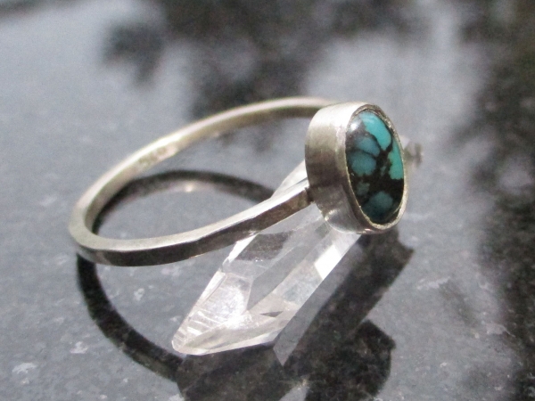 Turquoise Sterling Silver Stacking Ring in Size 8 December Birthstone Handmade G