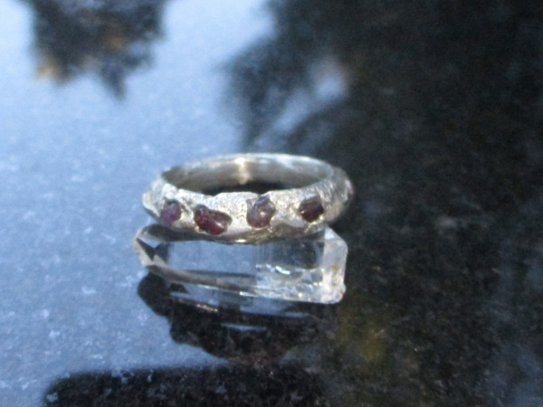 Handmade Pink Sapphire Ring 925 Sterling Silver Sand Cast Natural Sapphire Size