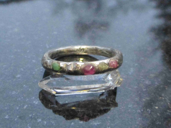 Handmade Sapphire Silver Sand Cast Ring Size 8.5 with Natural Sapphire and 925 S