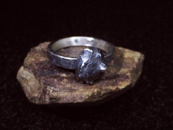 Brutalist Silver Nugget Ring Size 10.5 Mixed Metal Recycled Reticulated 925 Ster