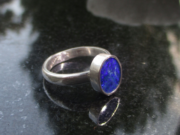 Australian Opal Ring, Blue Opal, 925 Sterling Silver, Size 7.25, Handmade, Rings