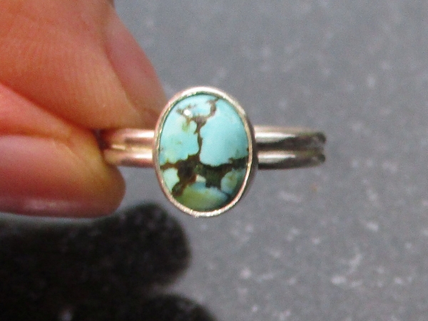 Handmade Turquoise Sterling Silver Stacking Ring in Size 7 December Birthstone G
