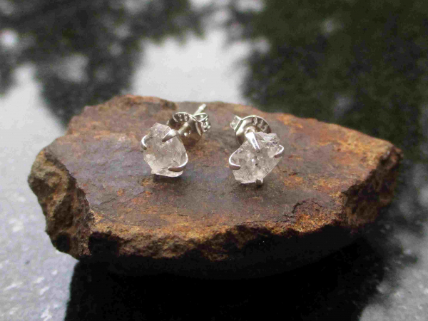 Handmade Herkimer Diamond Stud Earrings Crystal Studs Set in Sterling Silver Min