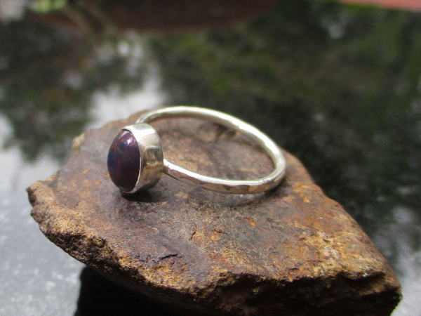 Black Opal Ring 925 Sterling Silver Size 8 Stacking, Rings for Women Ethiopian B