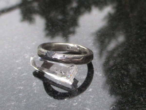 Blue Sapphire Silver Ring Stackable Handmade Sand Cast Ring