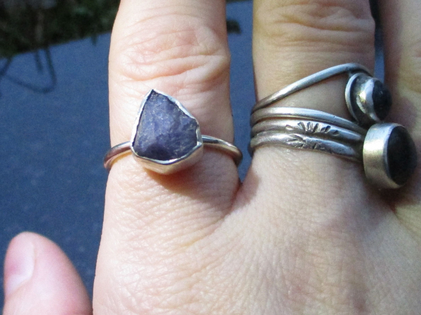 Raw Tanzanite Ring in US Size 7 Set in 925 Sterling Silver, Natural Purple Cryst