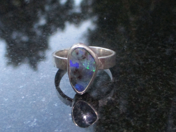 Handmade Boulder Opal Ring 925 Sterling Silver with Australian Opal Rings for Wo