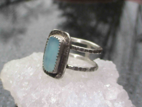 Blue Opal Ring Handmade with 925 Sterling Silver and Natural Andean Opal from Pe