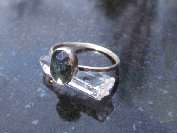 Handmade Size 7 Kyanite Silver Ring Set in 925 Sterling Silver Blue Oval Stone w