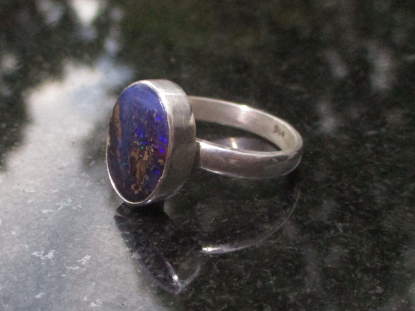 Handmade Boulder Opal Ring 925 Sterling Silver Handmade with Australian Opal Siz