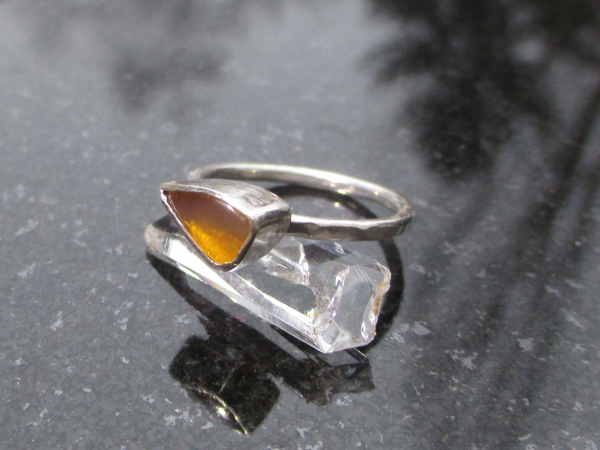 Freeform Yellow Opal Ring 925 Sterling Silver with Natural Mexican Opal Size 6.5