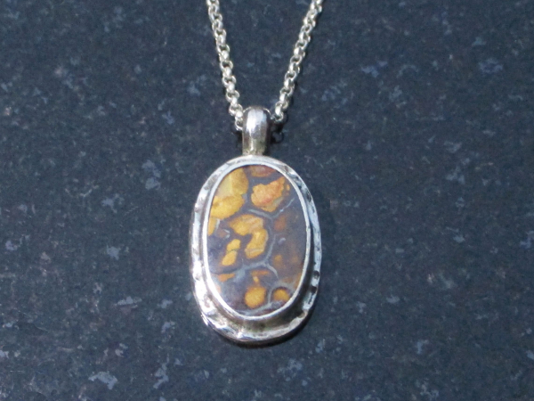 Handmade Boulder Opal Necklace Australian Opal 925 Sterling Silver with Koroit B