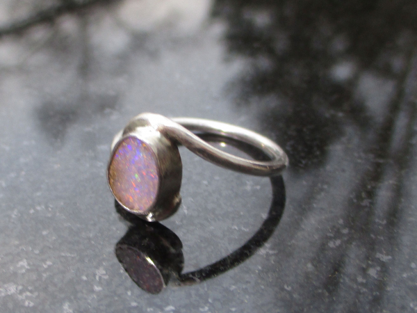 Boulder Opal Ring 925 Sterling Silver Handmade  Oval Stone Natural Australian Op