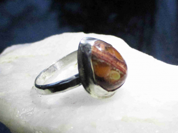 Handmade Cantera Opal Ring 925 Sterling Silver Size 8 Statement Natural Mexican