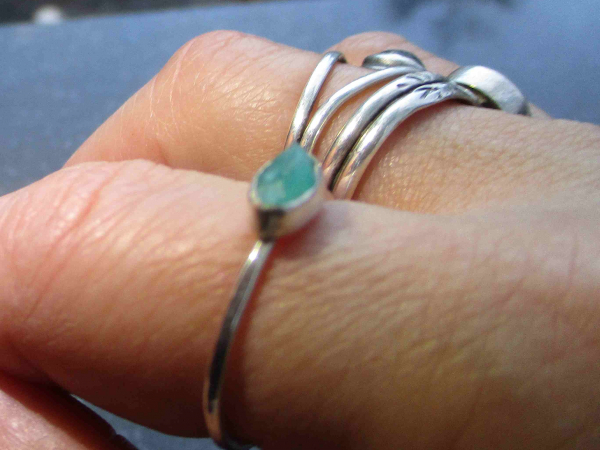 Handmade Raw Opal Wood Stacking Ring Size 7 Natural Indonesian Wood Opal 925 Ste