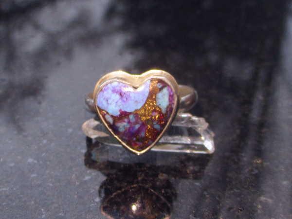 Handmade Heart Ring 925 Sterling Silver Purple Mojave Turquoise Matrix Size 8 Handmade Heart Ring 925 Sterling Silver Purple Mojave Turquoise Matrix Size 8