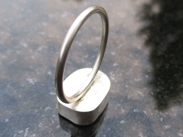 Tabasco Geode Ring In Sterling Silver US Size 9 Black Stone Silver Stackable Geo