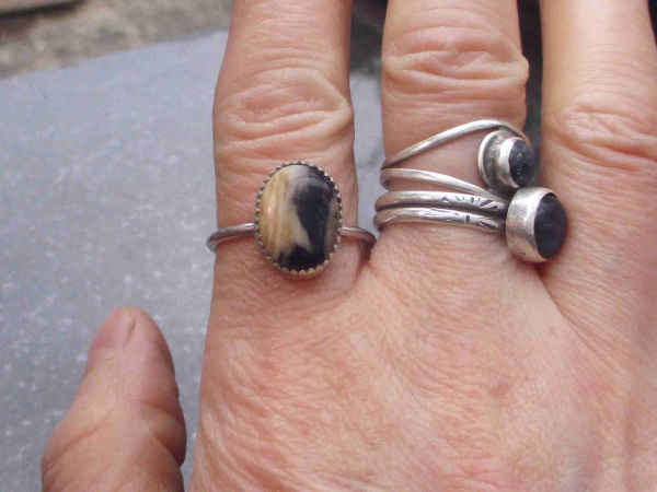 Petrified Wood Stacking Ring 925 Sterling Silver Handmade Rings for Women