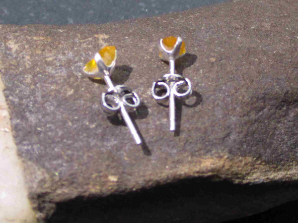 6mm Raw Opal Stud Earrings in Sterling Silver with 4 Prong Setting Small Stone M