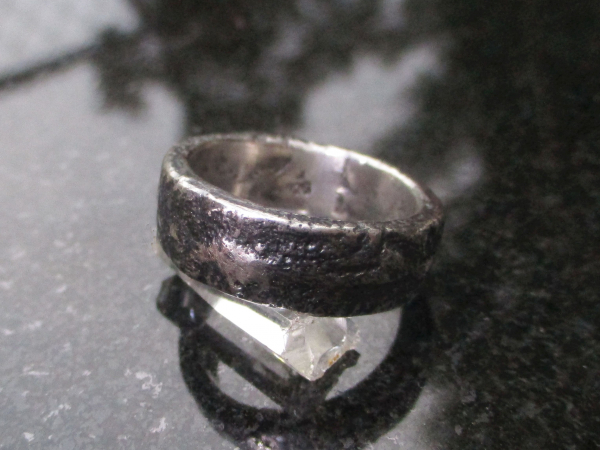 Handmade Textured Silver Band Cast 925 Sterling Silver Ring Size 9