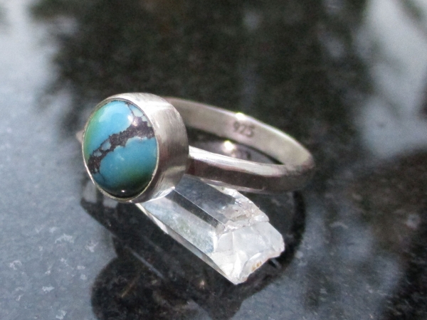 Handmade Turquoise Silver Ring US Size 7 Natural Tibetan Turquoise Gemstone Dece