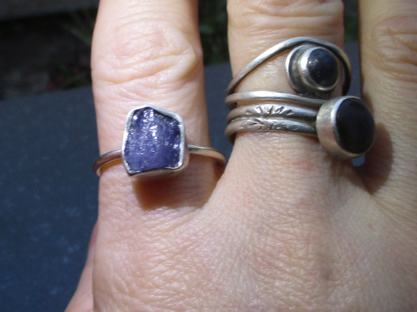 Raw Tanzanite Ring in US Size 7.5 Set in 925 Sterling Silver, Natural Purple Cry